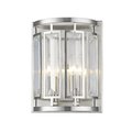 Z-Lite Mersesse 2 Light Wall Sconce, Brushed Nickel & Clear 6007-2S-BN